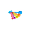 Set of five vibrant multi-colored plastic measuring spoons for kids baking and home cooking - 5pcs Measuring Spoons Set