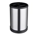 Rotating stainless steel kitchen utensil holder with four compartments in silver and black - Box Packaging / Black