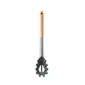Grey heat-resistant silicone pasta server spoon with natural oak wood handle tool - Pasta Server / Gray