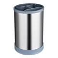 Rotatable stainless steel kitchen utensil organizer with internal dividers and grey base - Box Packaging / Gray