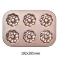 6-cavity non-stick flower donut muffin baking mold in rose gold finish 192x285mm - Flower