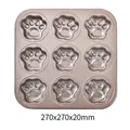 9-cavity rose gold cat paw non-stick cake mold tray, dimensions 270x270x20mm for baking - Bear Paw