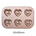 Non-stick 6-cavity heart-shaped muffin and donut baking tray in rose gold, 192x285mm - Heart
