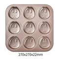 Antihaftbeschichtete 9-fach Hasengesicht-Kuchenform zum Backen von DIY-Muffins - Kaninchen