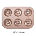 Non-stick rose gold 6-cavity spiral donut muffin baking pan dimensions 192x285mm - Cookie