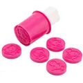 Juego de moldes para galletas a presión rosa con varios patrones de animales para repostería - 1 Mango 6 Sellos / Estilo animales