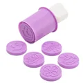 Juego de moldes para galletas a presión morados con 5 sellos de patrones - 1 Mango 6 Sellos / Estilo Cumpleaños