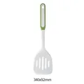 Heat-resistant food grade silicone slotted spatula turner in white and green, 340x92mm size - Slotted Spatula / 340x92mm