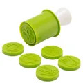 Juego de moldes para galletas verdes con 6 patrones de animales y flores - 1 Mango 6 Sellos / Ranch Style