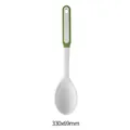 Professional heat resistant white silicone cooking spoon with ergonomic green handle 330x69mm - Small Soup Spoon / 330x69mm