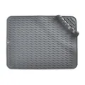 Grey silicone drying mat with wavy ridges and built-in utensil holder - 30*40cm / Gray