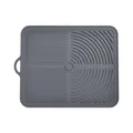 Gray silicone dish drying mat with anti-slip textured surface for kitchen counters - Semicircle Dot Style (Large) / Gray