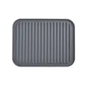 Dark grey rectangular silicone dish drying mat with wavy non-slip texture - Striped Style (Small) / Gray