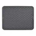 Durable rectangular grey silicone dish drying mat with anti-slip heat resistant drainage ridges - 43*32.5cm / Dark Gray