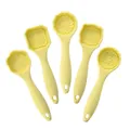 5pcs yellow PP plastic mooncake and pastry mold set with traditional floral and wedding patterns - Five-Piece Set / Yellow
