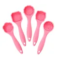 5-piece pink PP plastic mooncake and pastry mold set with traditional floral patterns - Five-Piece Set / Pink