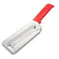 Professional stainless steel double-blade vegetable slicer with ergonomic red plastic handle - Red