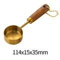 Gold plated stainless steel 14ml measuring spoon with wooden handle and bead chain - Gold Plated (Brushed)