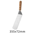 Professional stainless steel grill spatula with wooden handle, size 355x72mm for BBQ - Long Perforated Spatula / 355x72mm