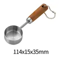 Professional stainless steel measuring spoon with wooden handle for baking tools - Natural Color (Brushed)