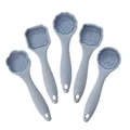 Set di 5 stampi per mooncake in plastica PP azzurra con motivi floreali e tradizionali - Set da 5 Pezzi / Grigio