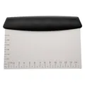 Stainless steel dough scraper with measurements and black ergonomic handle - Black
