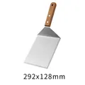 Professional stainless steel teppanyaki spatula with wooden handle, 292x128mm size - Large Three-Sided Spatula / 292x128mm