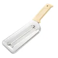 Stainless steel dual-blade vegetable peeler with beige ergonomic handle for cabbage - White