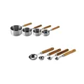 8-teiliges Messbecher- und Löffelset aus Edelstahl mit ergonomischen Holzgriffen - Original-Farbe Stil / 8-teiliges Set