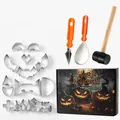 Kit complet de sculpture de citrouille d'Halloween 15 pièces avec moules en inox et outils - Ensemble de 24 Pièces