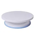 Professional 10-inch white PP cake decorating turntable with non-slip light blue base - Blue Anti-slip Base / 28cm