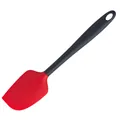 Flexible red silicone baking spatula with ergonomic black handle for cream cake mixing - Large Scraper