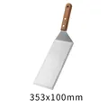 Professional stainless steel BBQ spatula with wooden handle, 353x100mm kitchen tool - Medium Three-Sided Spatula