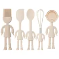Whimsical 5-piece beige silicone baking tool set with creative humanoid doll shapes - Boxed Set / Off White