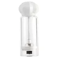 Transparent acrylic pepper and spice grinder mill with a white pumpkin-shaped top cap - White
