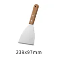 Stainless steel teppanyaki grill scraper with solid wooden handle, size 239x97mm - Angled Scraper