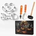 Kit de sculpture de citrouille 12 pièces en acier inoxydable avec outils et maillet - Ensemble de 13 Pièces