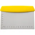 Yellow handle stainless steel dough scraper with metric scale measurements - Yellow