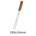 Professional stainless steel BBQ meat fork with wooden handle, dimensions 338x24mm - BBQ Fork