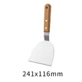 Professional stainless steel teppanyaki spatula with wooden handle, 241x116mm size - Medium Solid Turner
