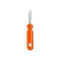 Professional Halloween pumpkin carving tool featuring a durable orange plastic handle - Slanted Edge Knife