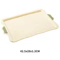Large heat-resistant cream silicone baking tray with green handles, size 42.5x28x1.3cm - Large Tray (42.5x28x1.3cm)