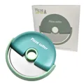 Turquoise stainless steel pizza cutter wheel with ergonomic handle and retail box - Round Style / Mint Green