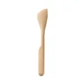 Beige double-headed silicone spatula with elegant floral embossed pattern for baking. - Angled Scraper / Milk Yellow