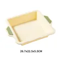 Durable square cream silicone baking tray with green side handles, size 26.7x22.5x5.5cm - Square Cake Mold (26.7x22.5x5.5cm)