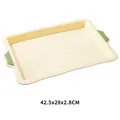 Large rectangular cream silicone baking tray with green handles, 42.5x28x2.8cm size for oven. - Large Rectangular Cake Mold (42.5x28x2.8cm)