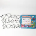 12-delige roestvrijstalen koekjesvormpjes set met zeedieren thema inclusief opbergdoosje - Onderwaterwereld / Set van 12