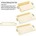 Set di 4 teglie da forno in silicone resistenti al calore in color crema e verde - Set di Teglie da Forno