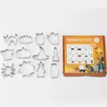 Set di 12 formine per biscotti di Halloween in acciaio inox con confezione a tema - Halloween (12 Pezzi) / Argento
