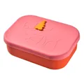Pink and orange silicone bento box with cartoon panda and 3D bamboo shoot design for kids - Rectangle / Red